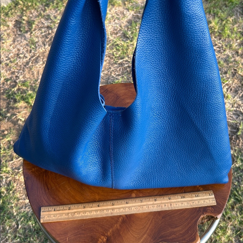 Borse en pelle Italian leather blue hobo satchel bag - Picture 3 of 12